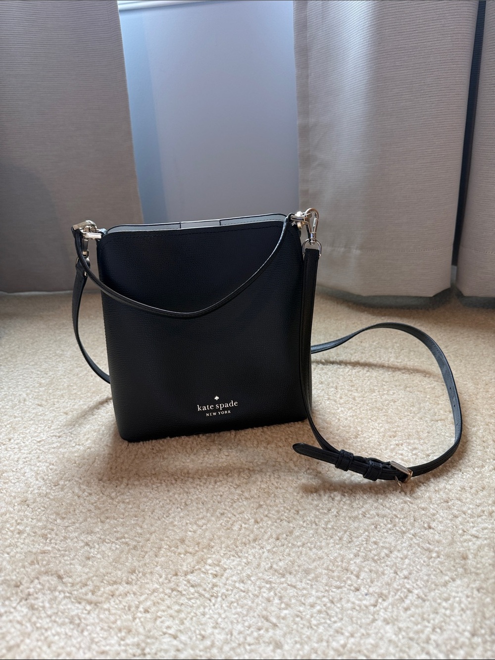 kate spade Black Pebbled Leather Crossbody with Adjustable Strap